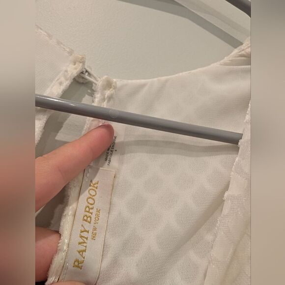 Ramy Brook Women's Ivory Velvet Mesh Ruched Allona Sheath Dress Size 4 White - Picture 3 of 5